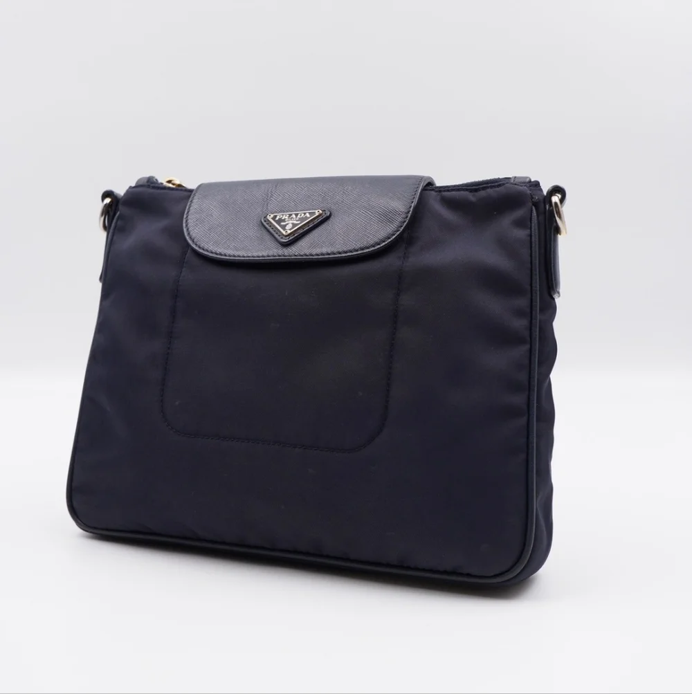 CB50 ❤️ PradaTessuto Nylon Saffiano Crossbody Bag Blue - Picture 4 of 14